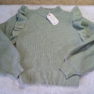 Love Riche Sage Ruffle Sweater